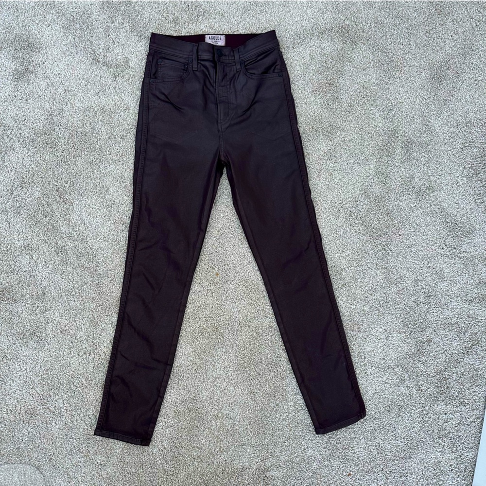 Agolde Maroon Faux Leather High Rise Skinny Jeans Size 26